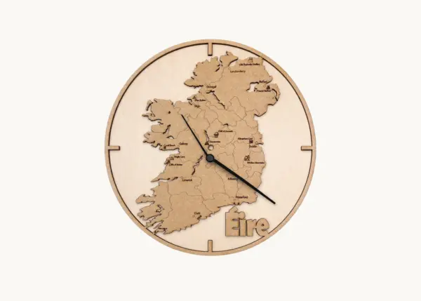 Irland-Landkarten-Uhr aus Holz