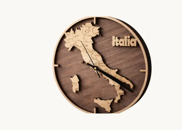 Italien-Landkarten-Uhr aus Holz