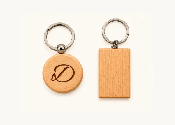Schlüsselanhänger aus Holz mit Gravur