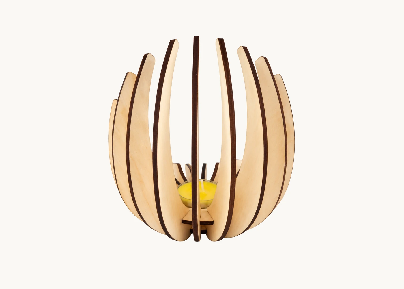 Teelichthalter in oval aus Holz im nordischen Design – Bild 3
