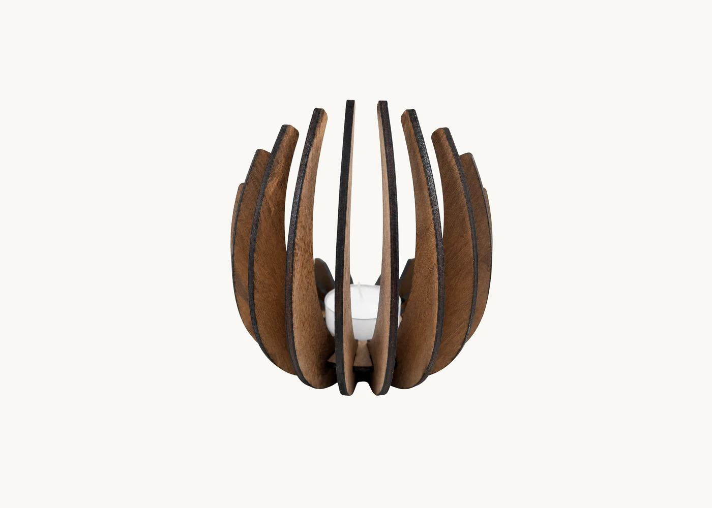 Teelichthalter in oval aus Holz im nordischen Design – Bild 2